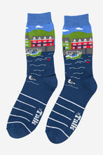 Load image into Gallery viewer, Sock Talk - Men&#39;s Fishing Village Scene Bamboo Socks