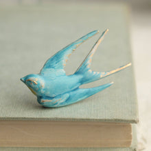 Load image into Gallery viewer, Blue Bird Swallow Brooch Pin