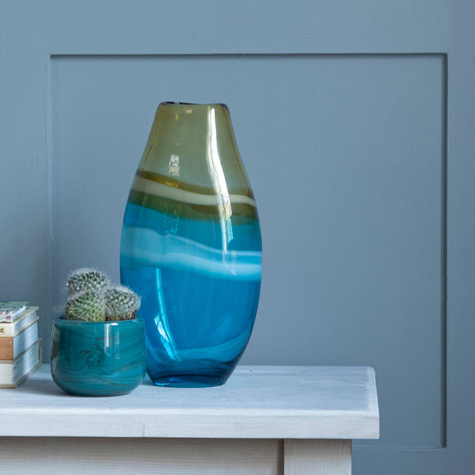 Riva Home - Thorin Hand-Blown Vase Aqua - Strelitzia's Florist & Irish Craft Shop