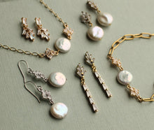Load image into Gallery viewer, Silk Purse, Sow's Ear - Pearl Art Deco Fan Earrings