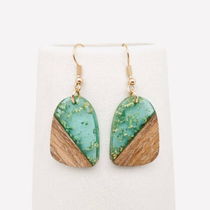 Wood and Resin Pendant Dangle Earring Collection