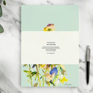 Ping He Art - A5 Notepad - Mixed Pansies - Strelitzia's Florist & Irish Craft Shop