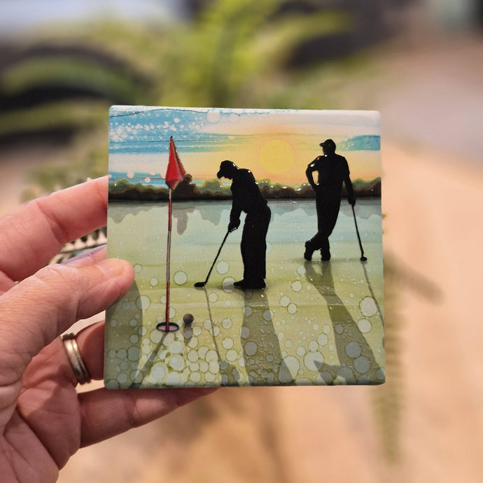 By Jo Crafts - 54-C  Golf Coaster - Strelitzia's Florist & Irish Craft Shop