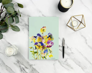 Ping He Art - A5 Notepad - Mixed Pansies - Strelitzia's Florist & Irish Craft Shop