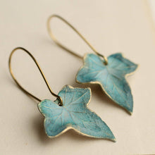 Load image into Gallery viewer, Silk Purse, Sow's Ear - Blue Ivy Leaf Earrings: Include Gift Box