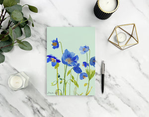 Ping He Art - A5 Notepad - Blue Poppies - Strelitzia's Florist & Irish Craft Shop