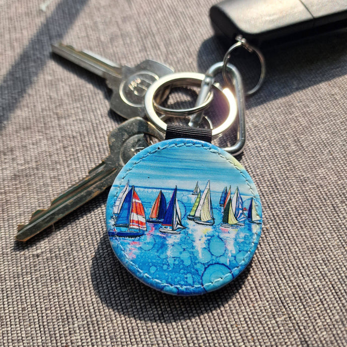 By Jo Crafts - Sailing Faux Leather Keyring