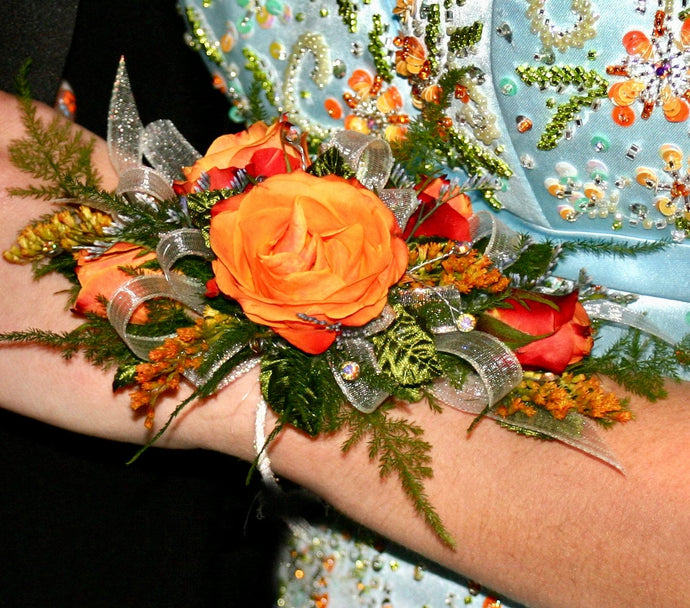 Orange Corsage with ribbon - Strelitzia's Florist & Irish Craft Shop