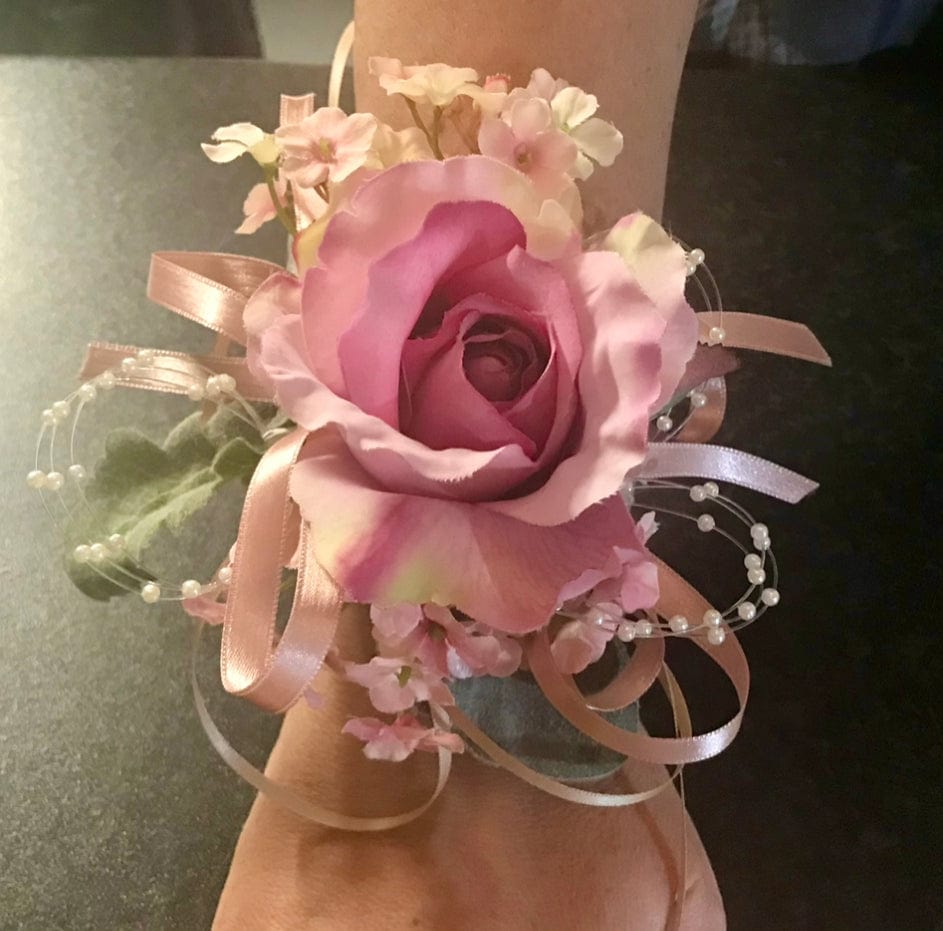 Soft Pink Corsage with ribbon - Strelitzia's Florist & Irish Craft Shop