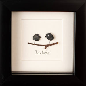 Simply Mourne - Mini Love Birds Pebble Art Frame | Wall Art - Strelitzia's Florist & Irish Craft Shop