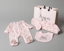 Load image into Gallery viewer, Baby Layette Set - Pink Ballet Mouse Design - Strelitzia&#39;s Floristry &amp; Irish Craft Shop
