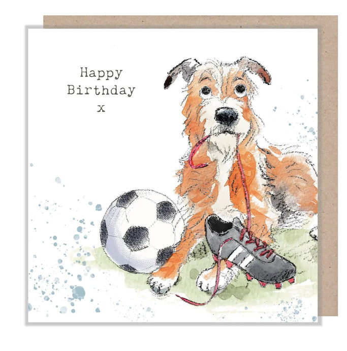 Paper Shed Design Ltd - Birthday Card - Happy Birthday - Dog With Football Boots - Strelitzia's Florist & Irish Craft Shop