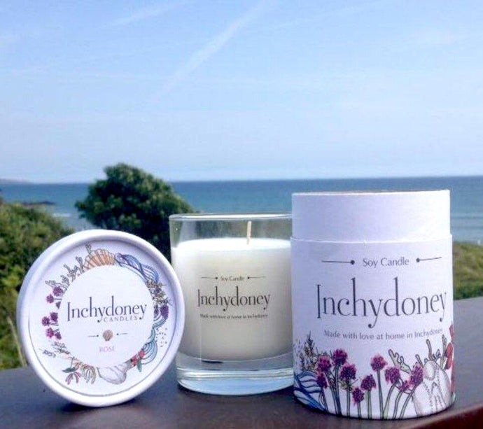 Inchydoney Glass Soy Wax Candle in Keepsake Box - Strelitzia's Floristry & Irish Craft Shop