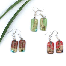 Load image into Gallery viewer, Women of the Cloud Forest - Small Rectangle Glass Earrings - Strelitzia&#39;s Florist &amp; Irish Craft Shop