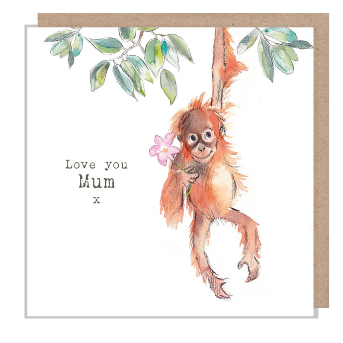 Paper Shed Design Ltd - Mothers Day card - Orangutan with flower - WWMD01 - Strelitzia's Florist & Irish Craft Shop