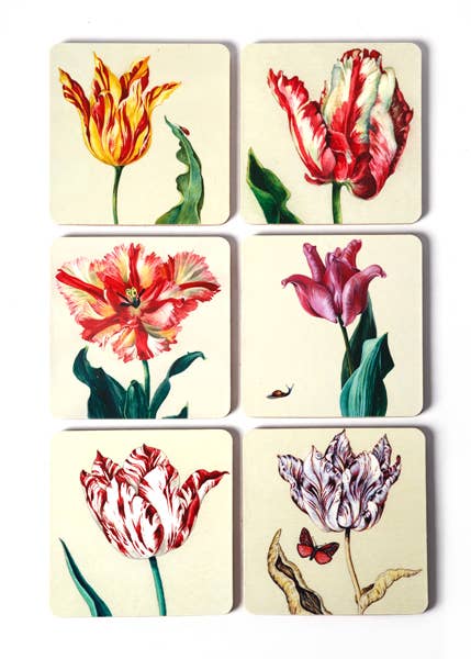 Coasters, Set of 6 coasters,Tulips, Ksenia - Strelitzia's Florist & Irish Craft Shop