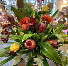 Load image into Gallery viewer, Protea Flower Hessian display (65cm High) - Strelitzia&#39;s Floristry &amp; Irish Craft Shop