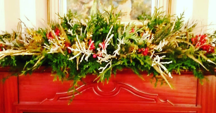 Real Christmas Fireplace Display - Strelitzia's Floristry & Irish Craft Shop