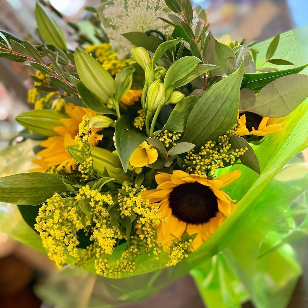 A Yellow Whisper Fresh Flower Bouquet - Strelitzia's Floristry & Irish Craft Shop
