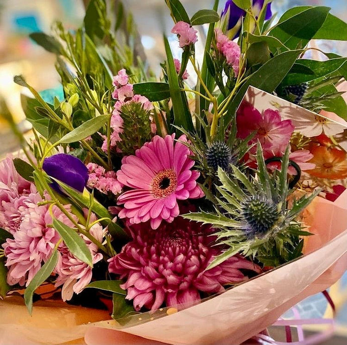 Easter Pinks Fresh Flower Bouquet & Chocolate Egg - Strelitzia's Floristry & Irish Craft Shop