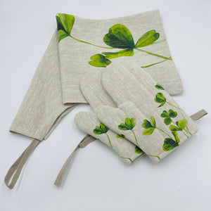 Shamrock Hand Painted Apron and Oven Gloves - Strelitzia's Floristry & Irish Craft Shop