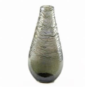 HAND BLOWN GLASS VASE CLEAR/GREY 24.5CM - Strelitzia's Floristry & Irish Craft Shop