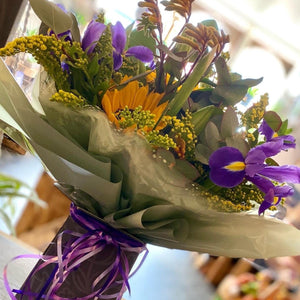 Purple & Yellow Fresh Flower Bouquet - Strelitzia's Floristry & Irish Craft Shop