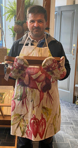 Fuchsia (Style 1) Hand Painted Apron and Oven Gloves - Strelitzia's Floristry & Irish Craft Shop