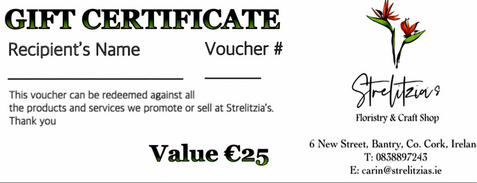 Gift Vouchers - Strelitzia's Floristry & Irish Craft Shop