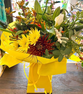 Yellow & Rust Fresh Flower Bouquet - Strelitzia's Floristry & Irish Craft Shop