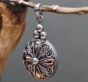 Round drop Silver & Gold Pendant and Chain - Strelitzia's Floristry & Irish Craft Shop