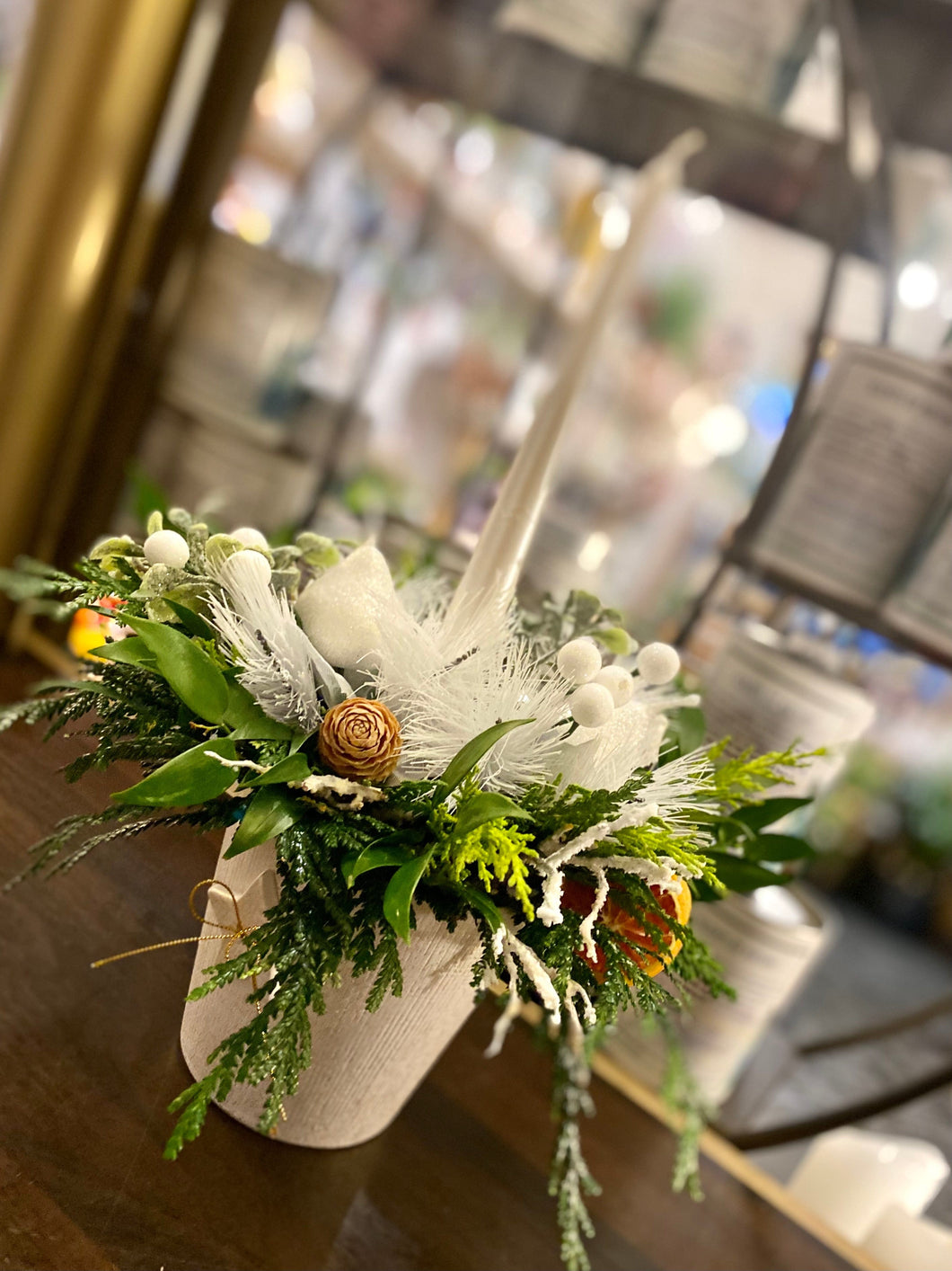 White Fresh Christmas Display - Strelitzia's Flower & Irish Craft Shop