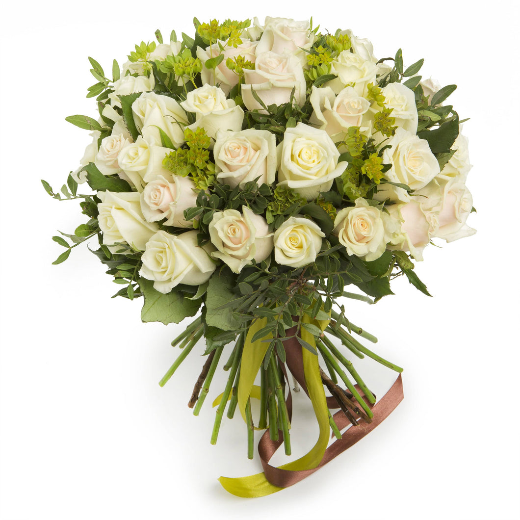 A Creamy White Roses Fresh Flower Bouquet - Strelitzia's Floristry & Irish Craft Shop