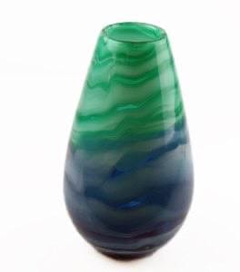 HANDBLOWN GLASS VASE - GREEN/ BLUE 26CM - Strelitzia's Floristry & Irish Craft Shop