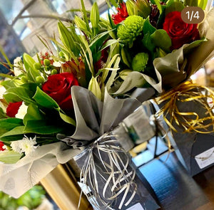 Christmas Fresh flower bouquets & Large Chocolates [Options] - Strelitzia's Flower & Irish Craft Shop