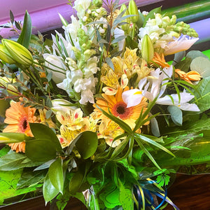 Yellow & Whites Pre-Arranged Vase Effect Fresh Flower Bouquet - Strelitzia's Flower & Irish Craft Shop