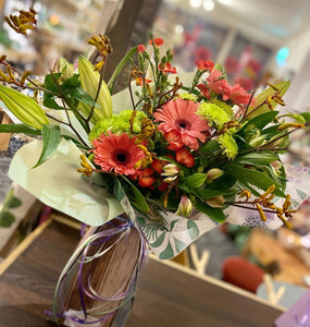 A Salmon Pink Pre-Arranged Vase Effect Fresh Flower Bouquet - Strelitzia's Floristry & Irish Craft Shop