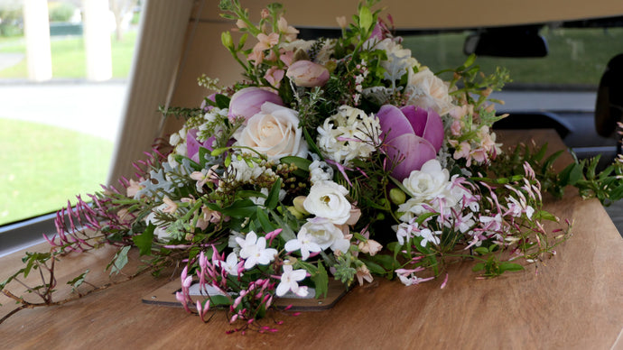 Casket Wreath Pinks & Whites - Strelitzia's Floristry & Irish Craft Shop