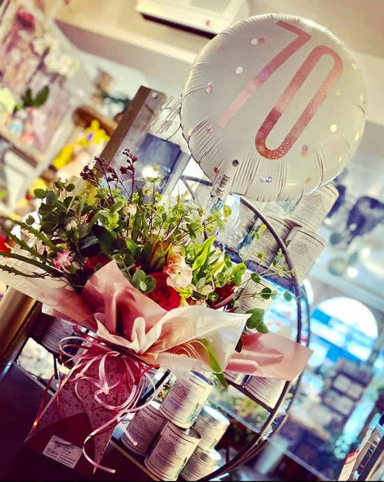 A Happy Birthday “Age” Balloon & Fresh Flower Bouquets - Strelitzia's Flower & Irish Craft Shop