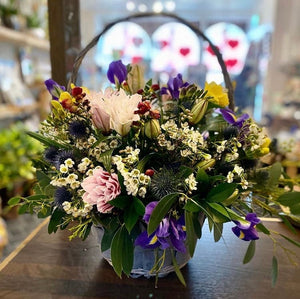 Extra Large Seasonal Fresh Flower Gift Basket (55cm High) - Strelitzia's Floristry & Irish Craft Shop
