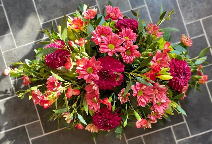Grave Wreath - Cerise and Blush Pinks - Strelitzia's Floristry & Irish Craft Shop