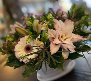 LIVE .. LOVE ... LAUGH with Seasonal Fresh Flower Gift Cup - Strelitzia's Floristry & Irish Craft Shop