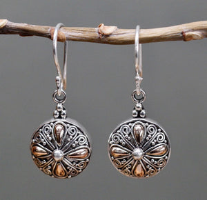 Classical Round Silver & Gold Earrings - Strelitzia's Floristry & Irish Craft Shop
