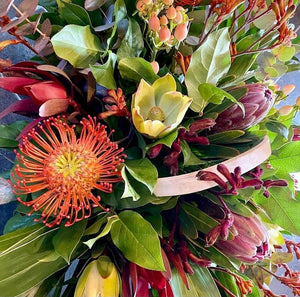 Protea Fresh Flower Gift Basket (40cm High) - Strelitzia's Floristry & Irish Craft Shop
