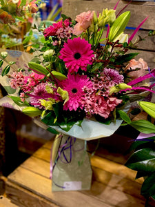 A Bright Pink Pre-Arranged Vase Effect Fresh Flower Bouquet - Strelitzia's Floristry & Irish Craft Shop