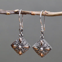 Load image into Gallery viewer, Classical Square Silver &amp; Gold Earrings - Strelitzia&#39;s Floristry &amp; Irish Craft Shop