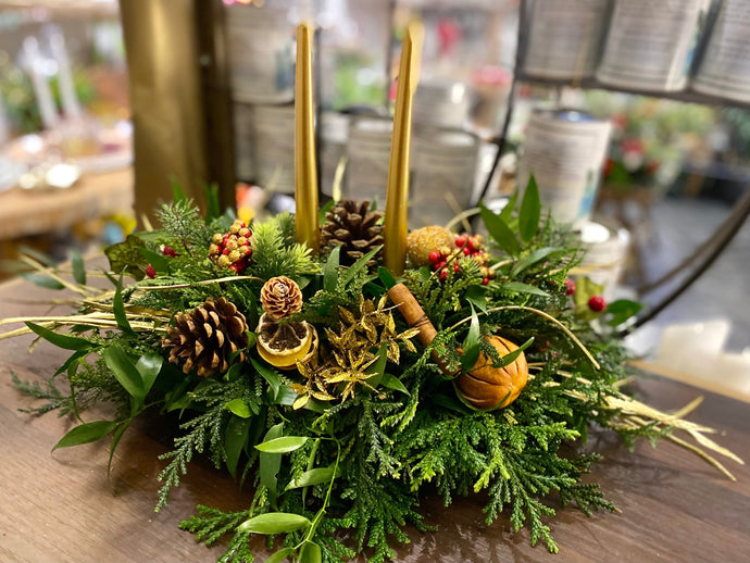 Christmas Fresh Table Centrepiece Display - Strelitzia's Flower & Irish Craft Shop