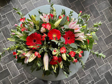 Load image into Gallery viewer, Grave Wreath - Red and Pale Pinks - Strelitzia&#39;s Floristry &amp; Irish Craft Shop