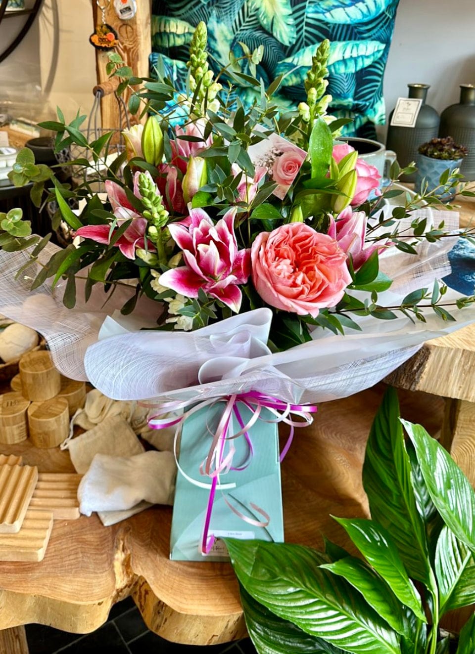 Blushing Pink Fresh Flower Bouquet - Strelitzia's Flower & Irish Craft Shop