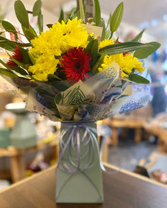 Yellow & Red Fresh Flower Bouquet - Strelitzia's Floristry & Irish Craft Shop